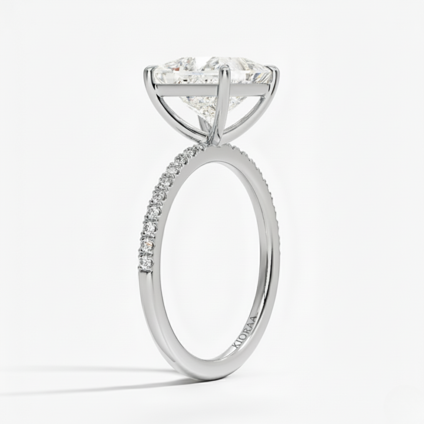 Half Coverage Princess Solitaire Engagement Ring
