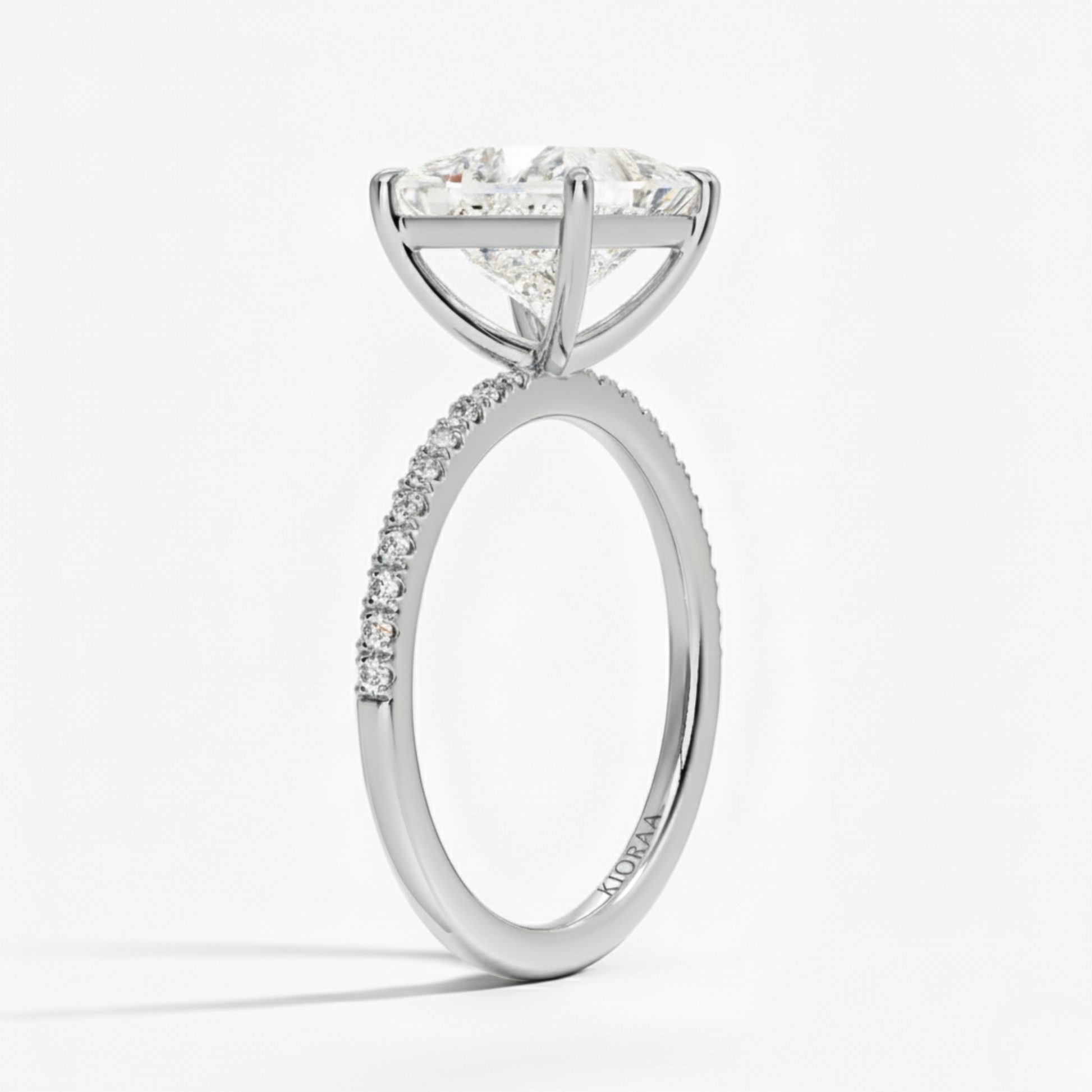 Half Coverage Princess Solitaire Engagement Ring