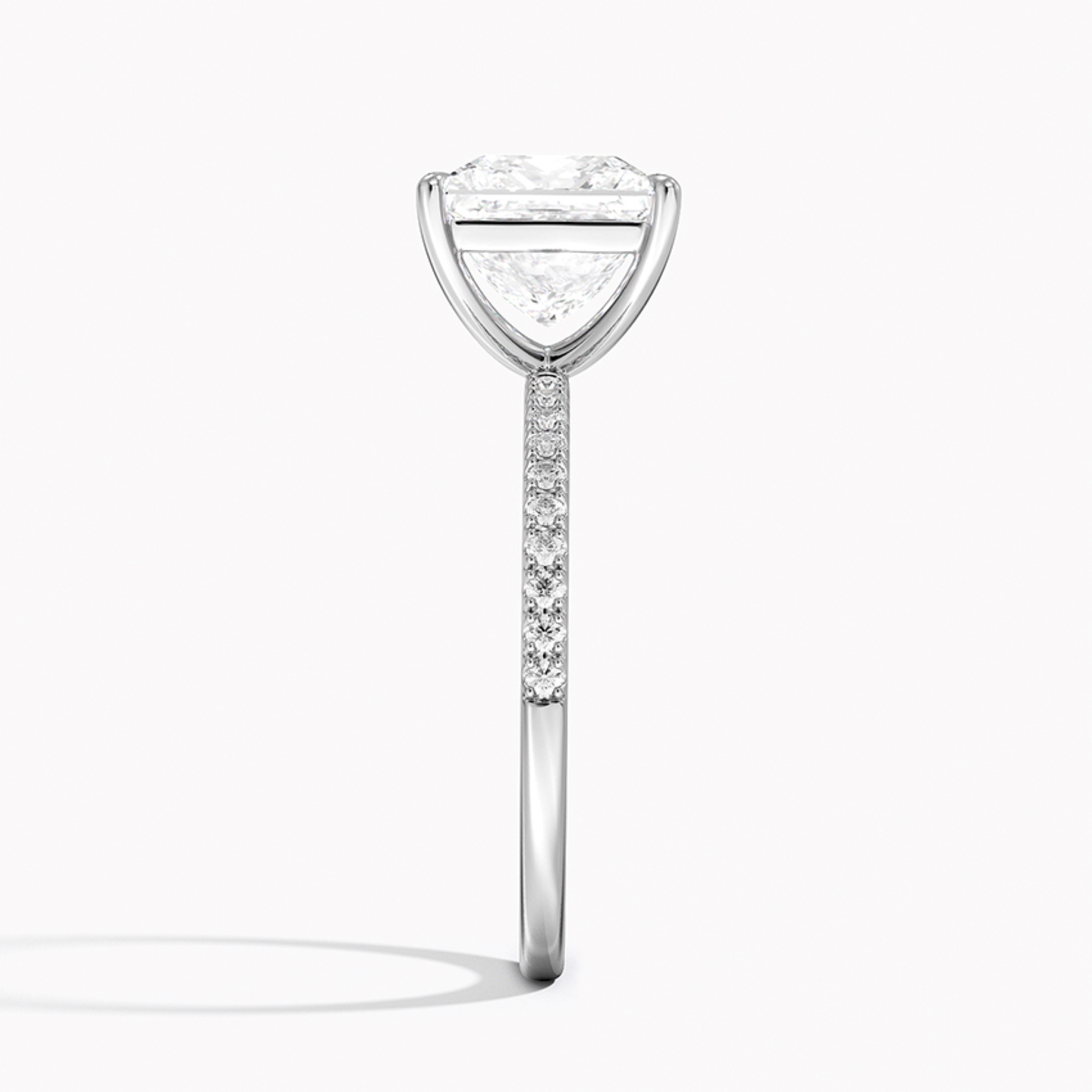Half Coverage Princess Solitaire Engagement Ring