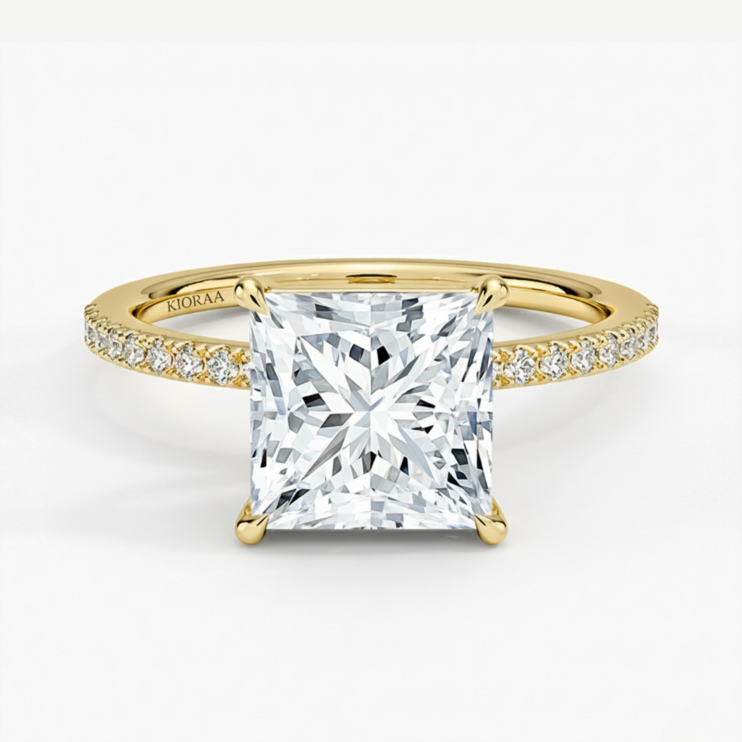 Half Coverage Princess Solitaire Engagement Ring