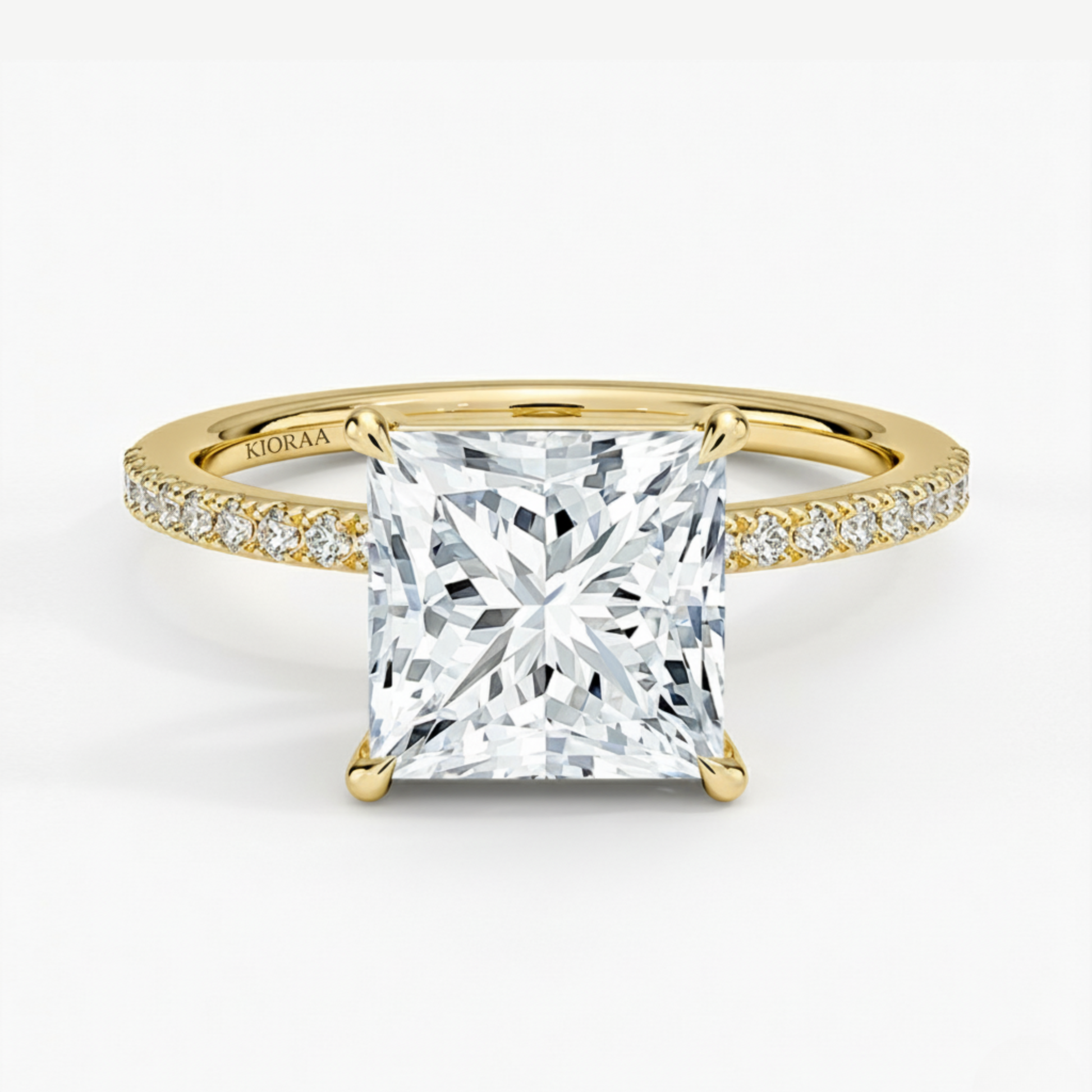 Half Coverage Princess Solitaire Engagement Ring