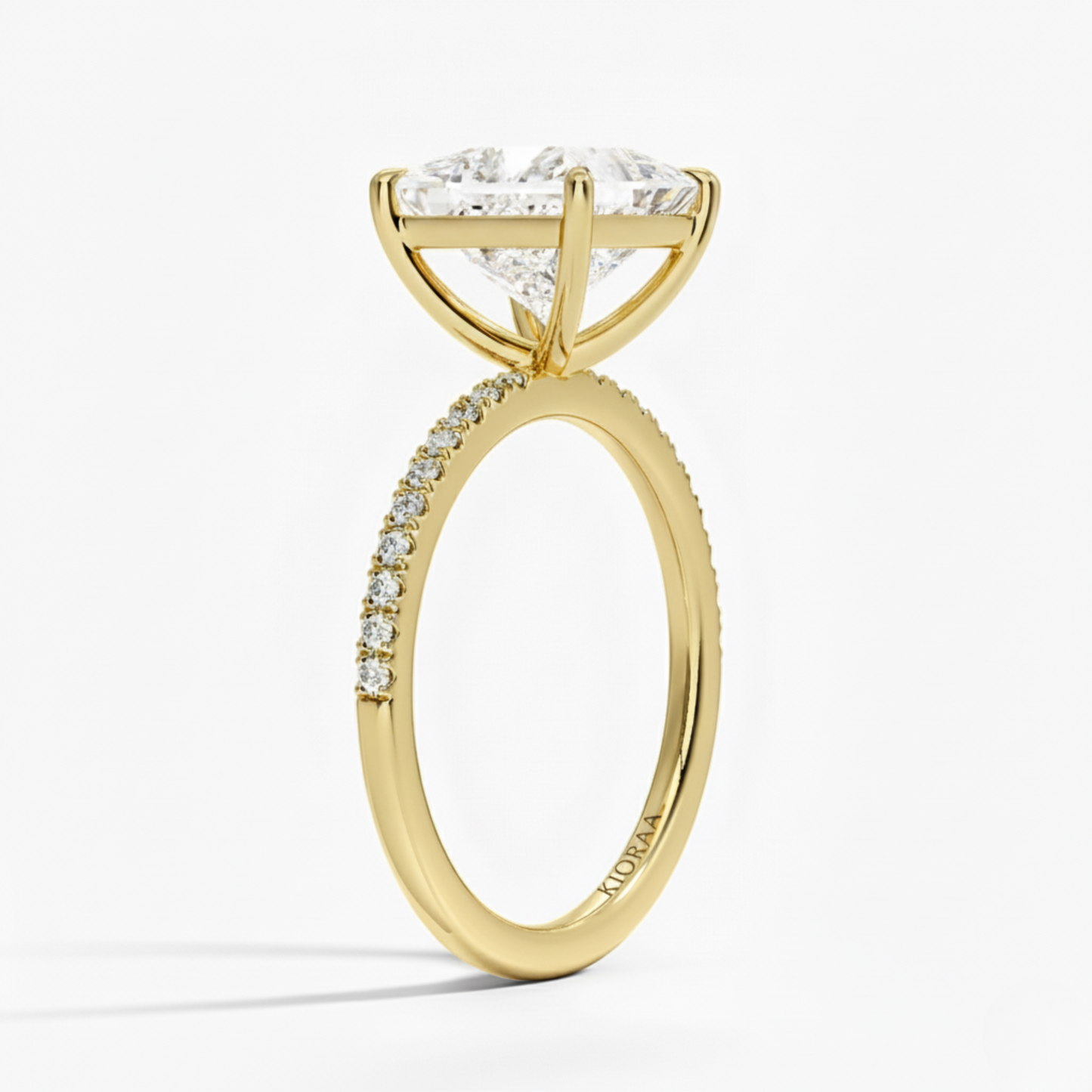 Half Coverage Princess Solitaire Engagement Ring