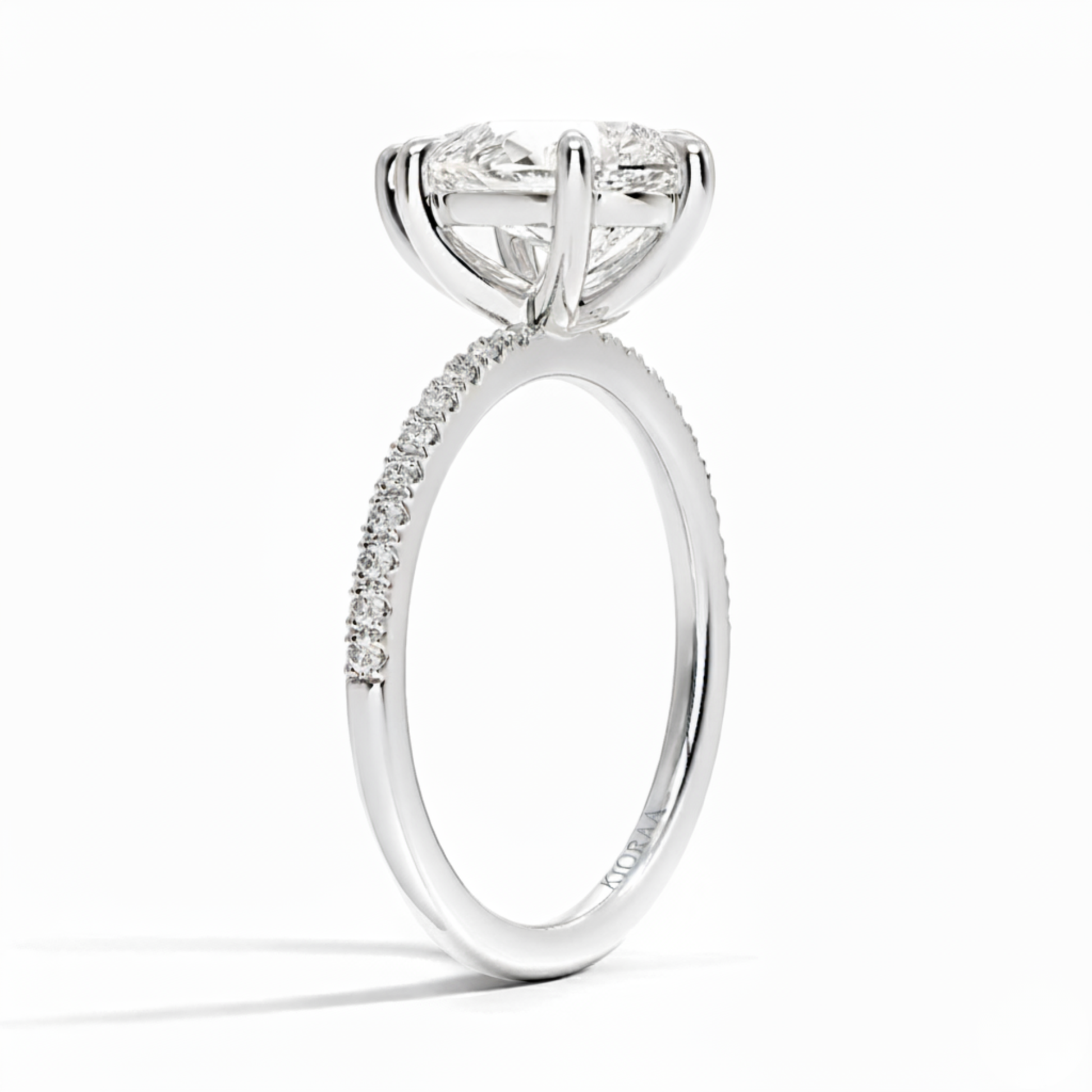 Half Coverage Pear Solitaire Engagement Ring