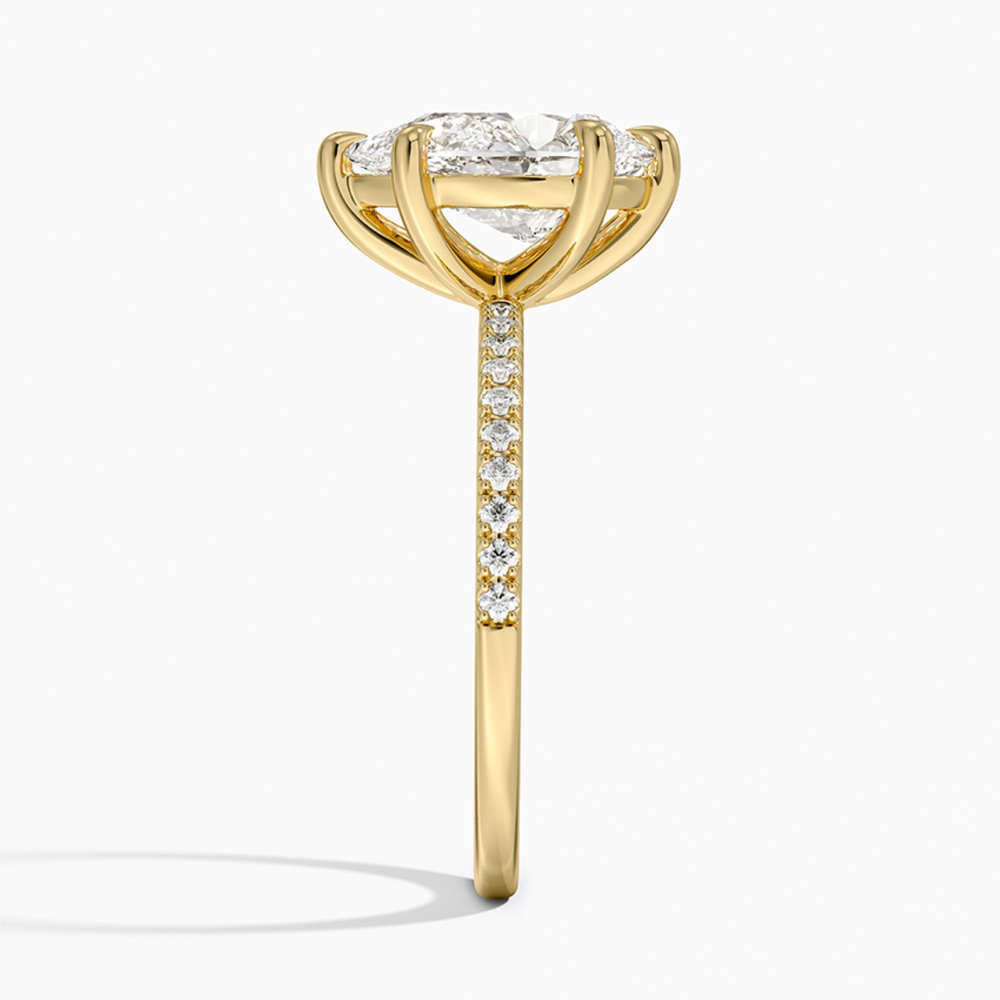 Half Coverage Pear Solitaire Engagement Ring