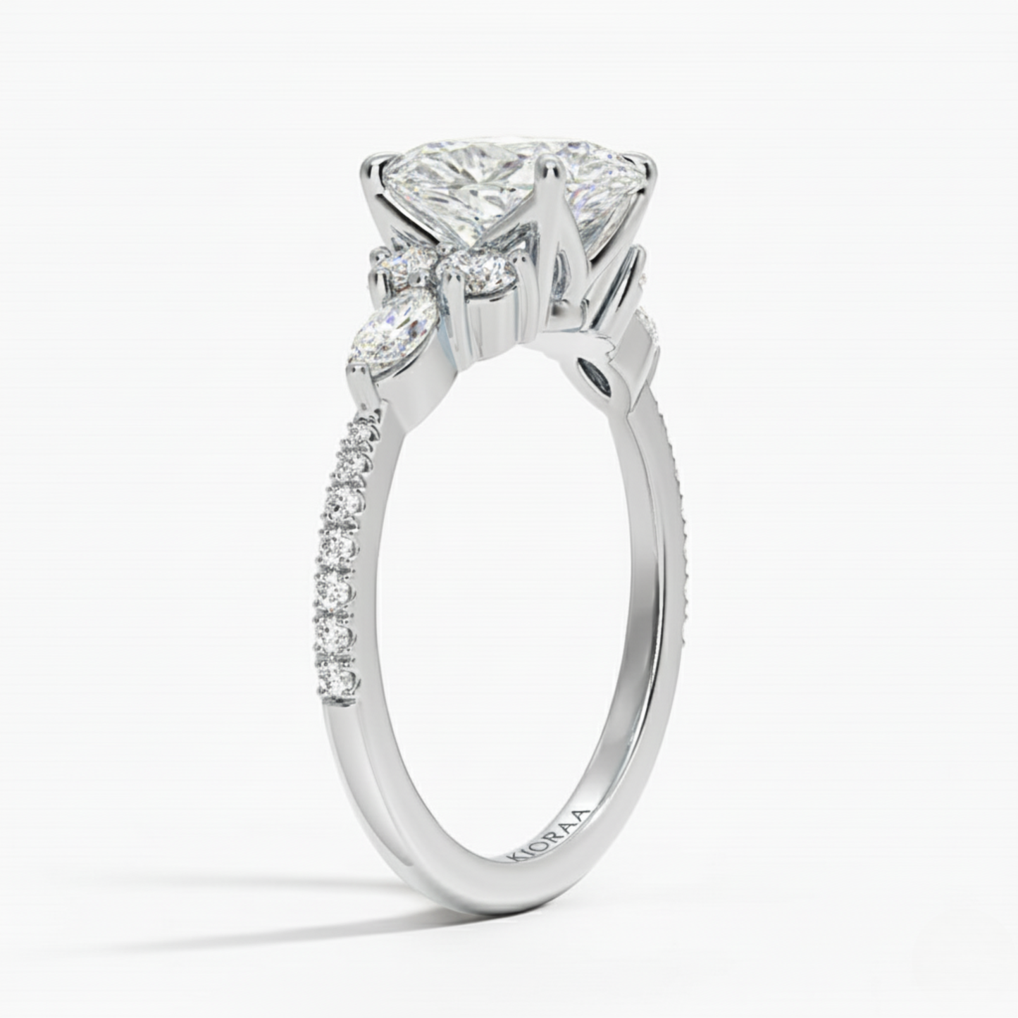 Oval Diamond Pave Setting Engagement Ring