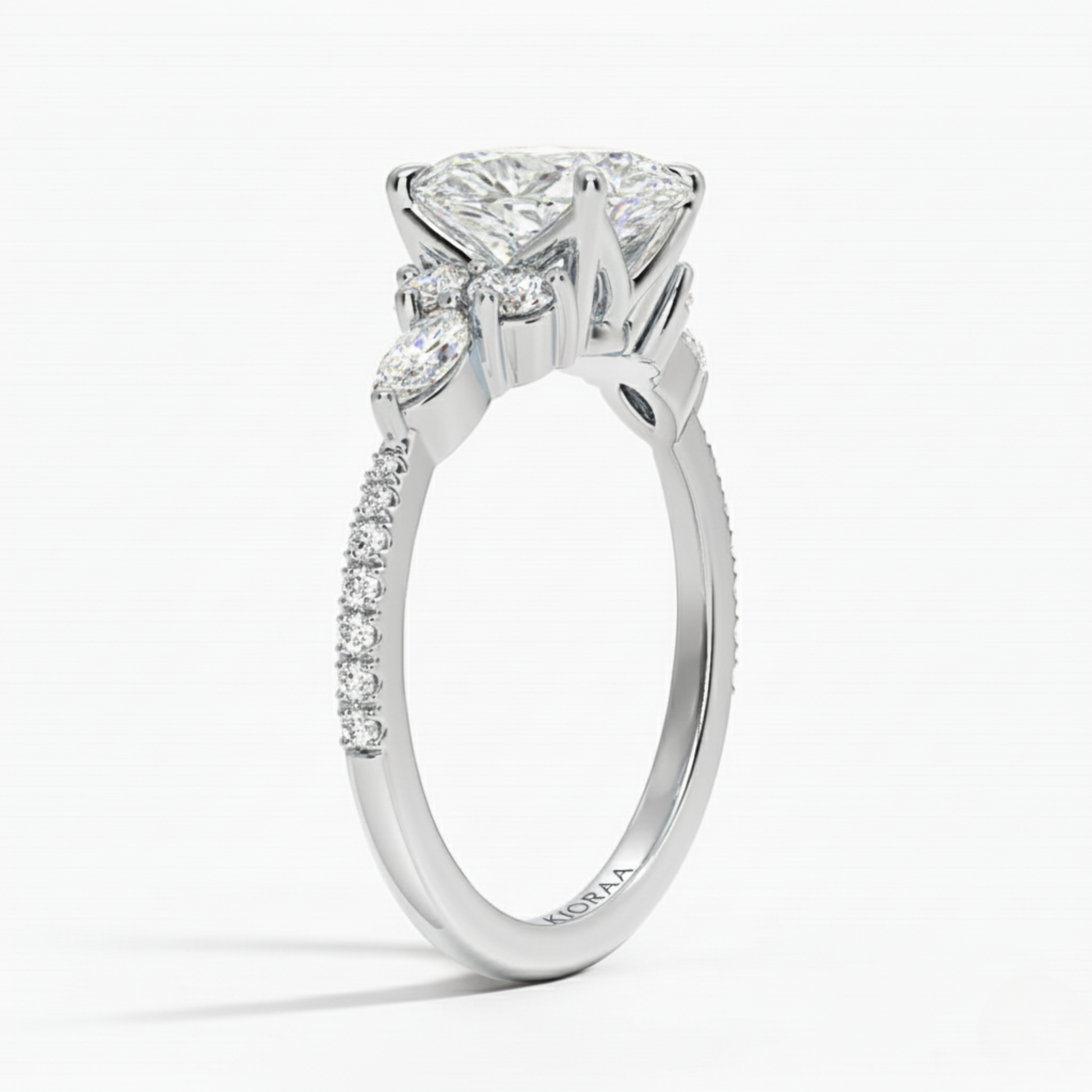 Oval Diamond Pave Setting Engagement Ring