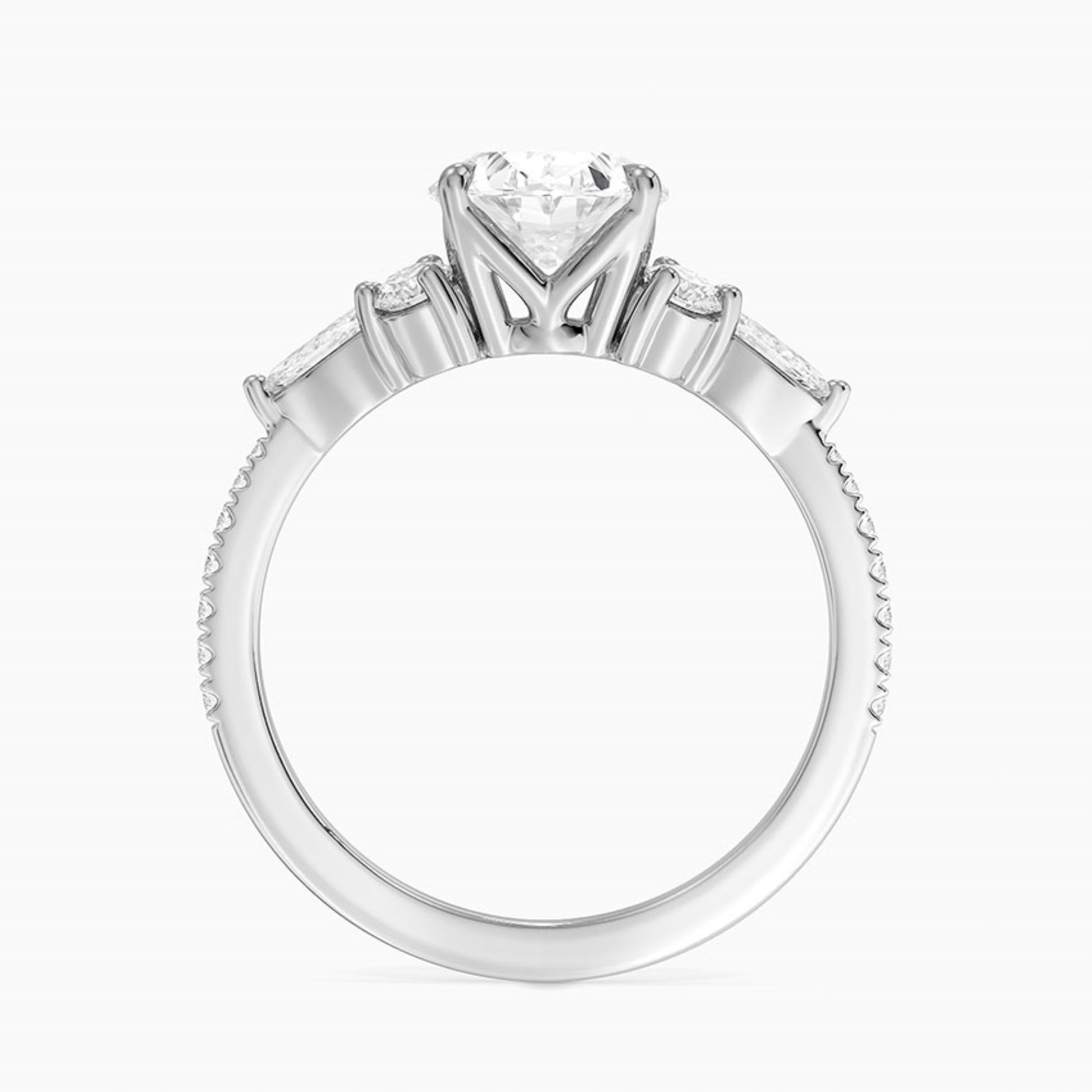 Oval Diamond Pave Setting Engagement Ring