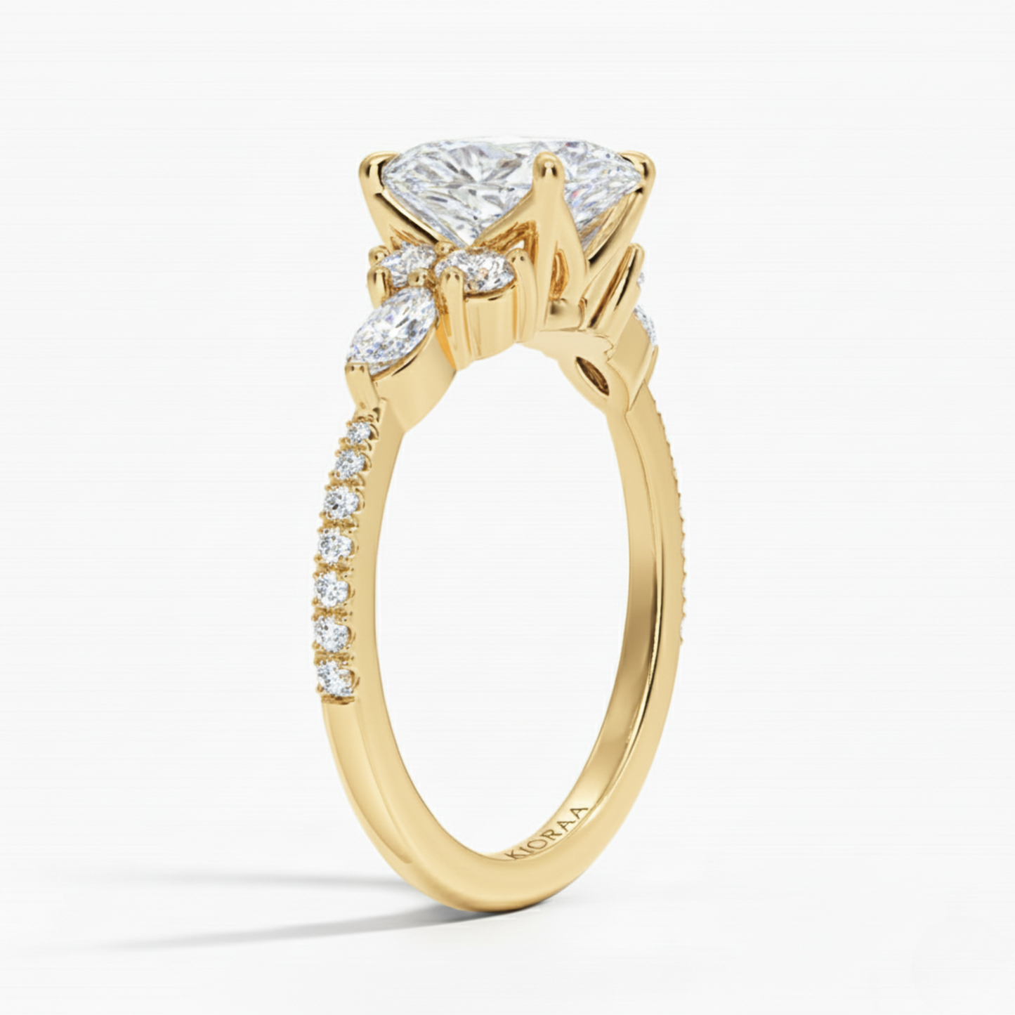 Oval Diamond Pave Setting Engagement Ring