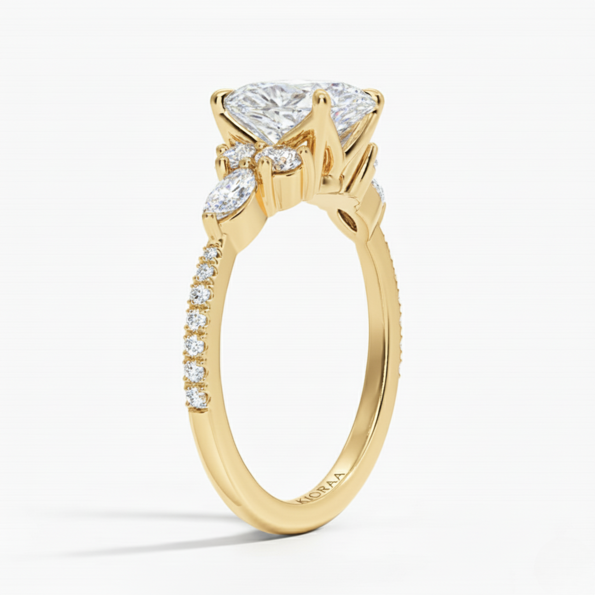 Oval Diamond Pave Setting Engagement Ring