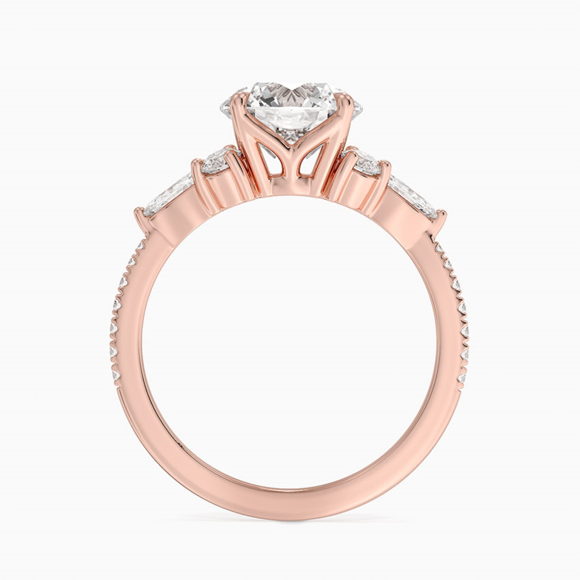 Round Diamond Pave Setting Engagement Ring