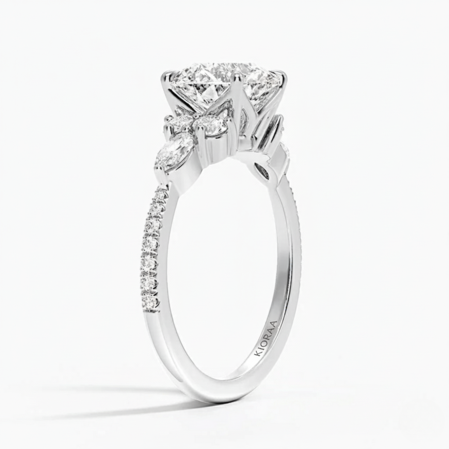 Round Diamond Pave Setting Engagement Ring