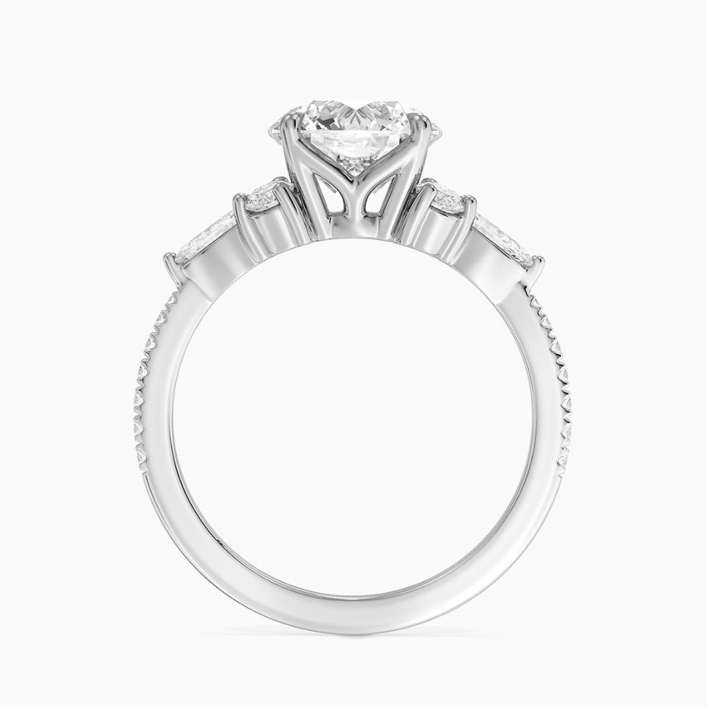 Round Diamond Pave Setting Engagement Ring