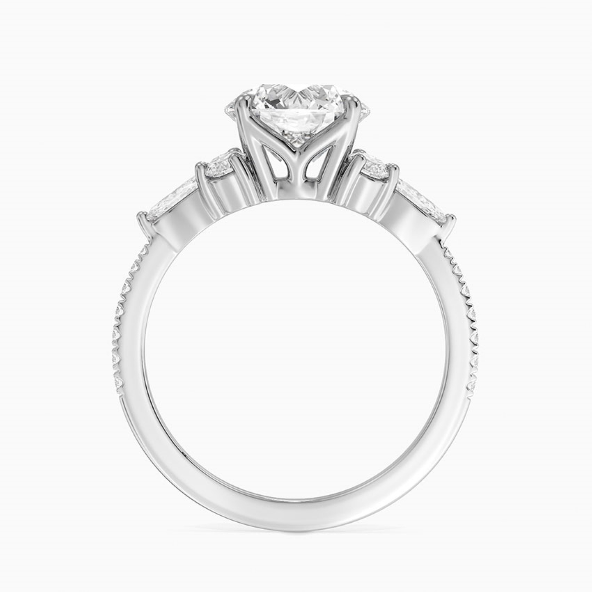 Round Diamond Pave Setting Engagement Ring