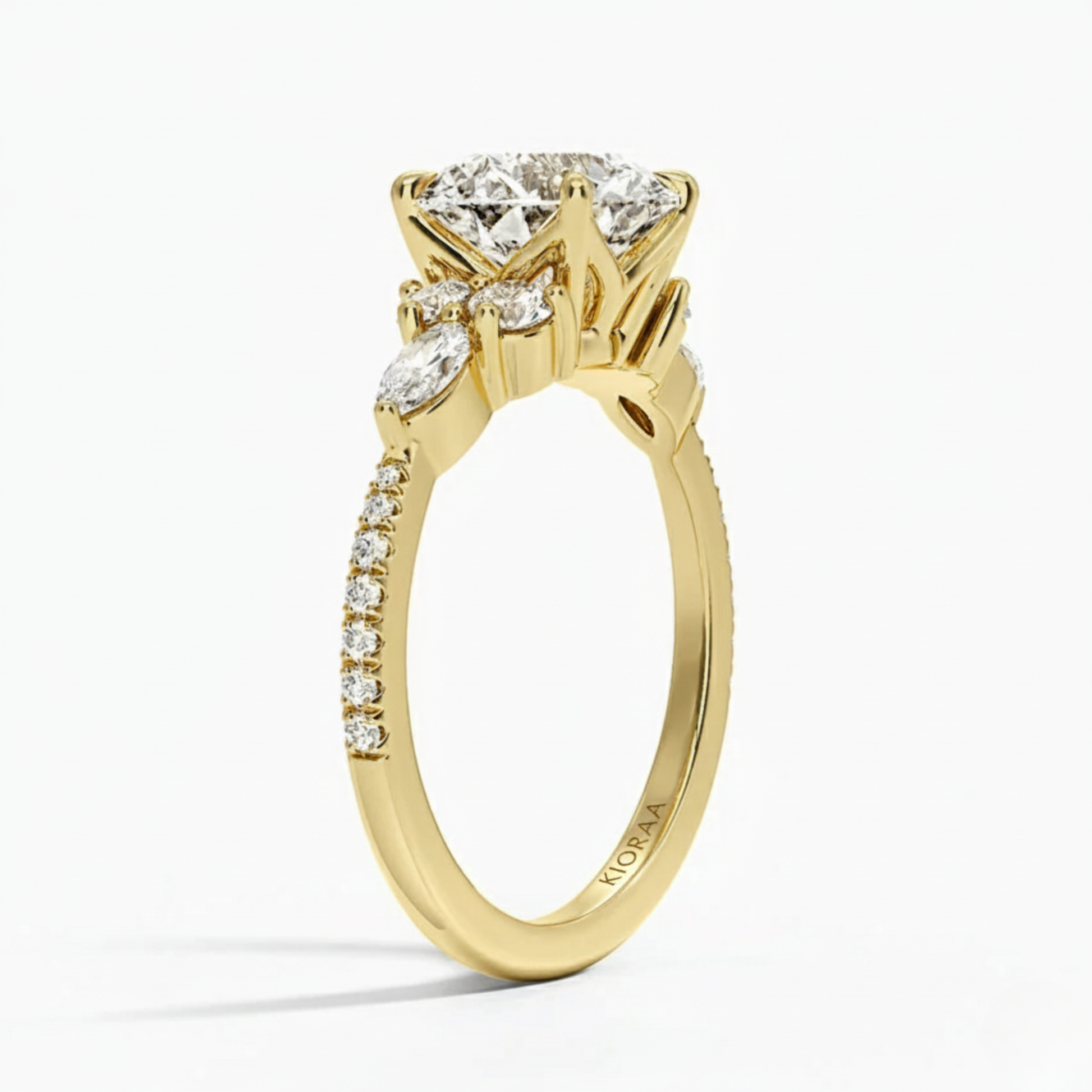 Round Diamond Pave Setting Engagement Ring