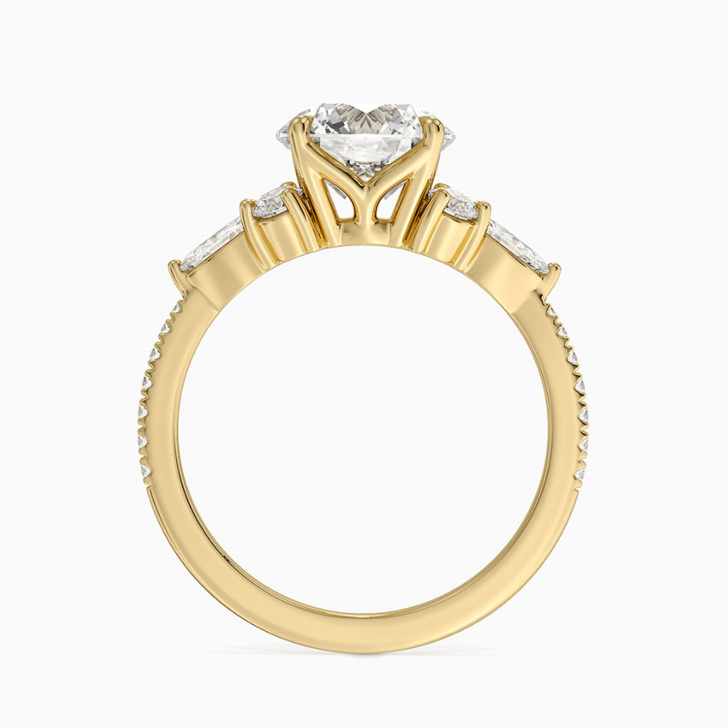 Round Diamond Pave Setting Engagement Ring