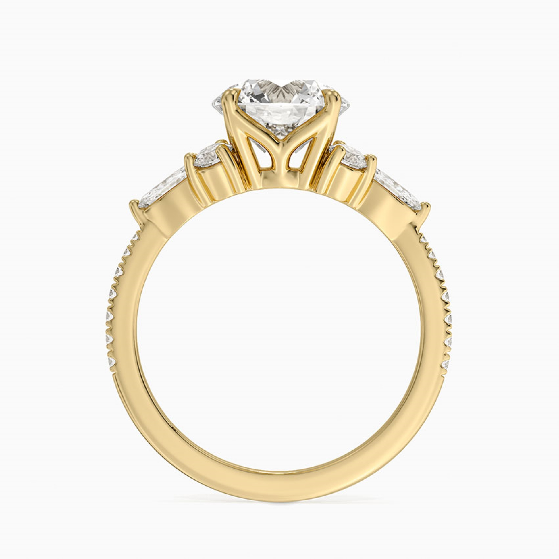 Round Diamond Pave Setting Engagement Ring