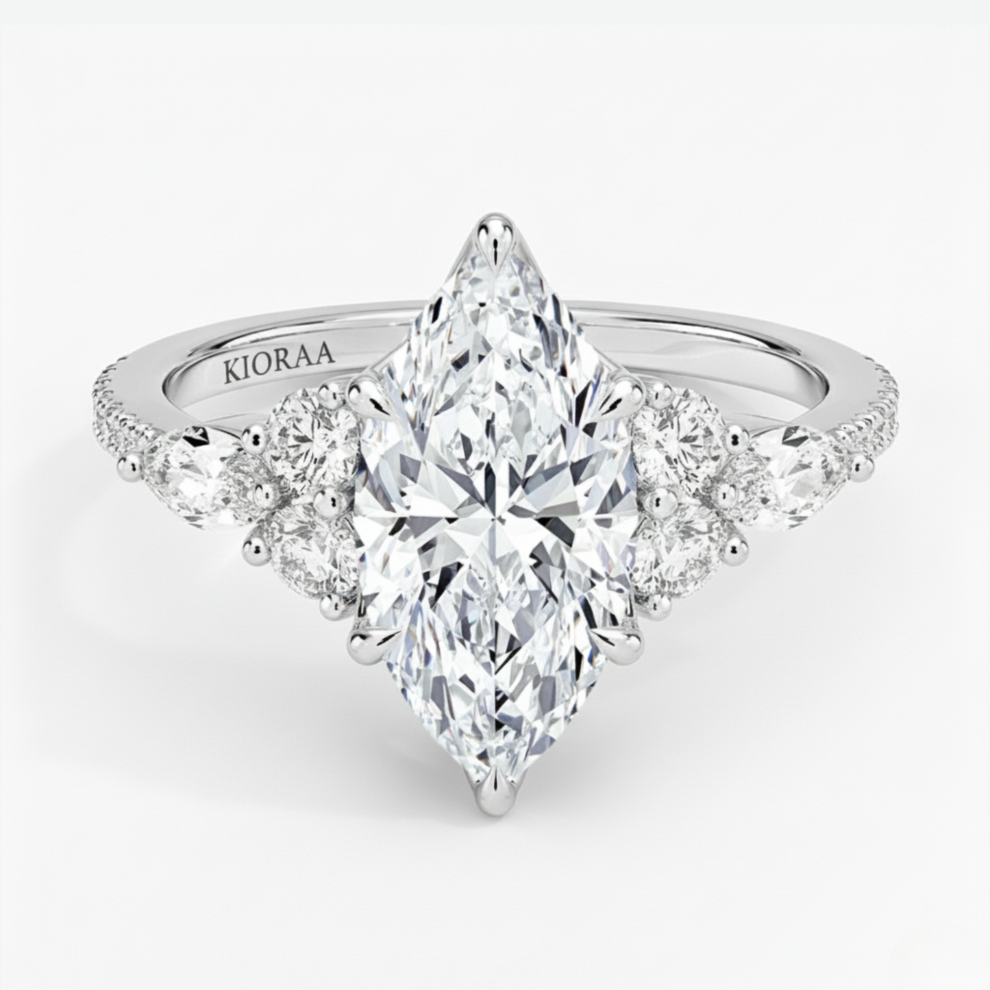 Marquise Diamond Pave Setting Engagement Ring