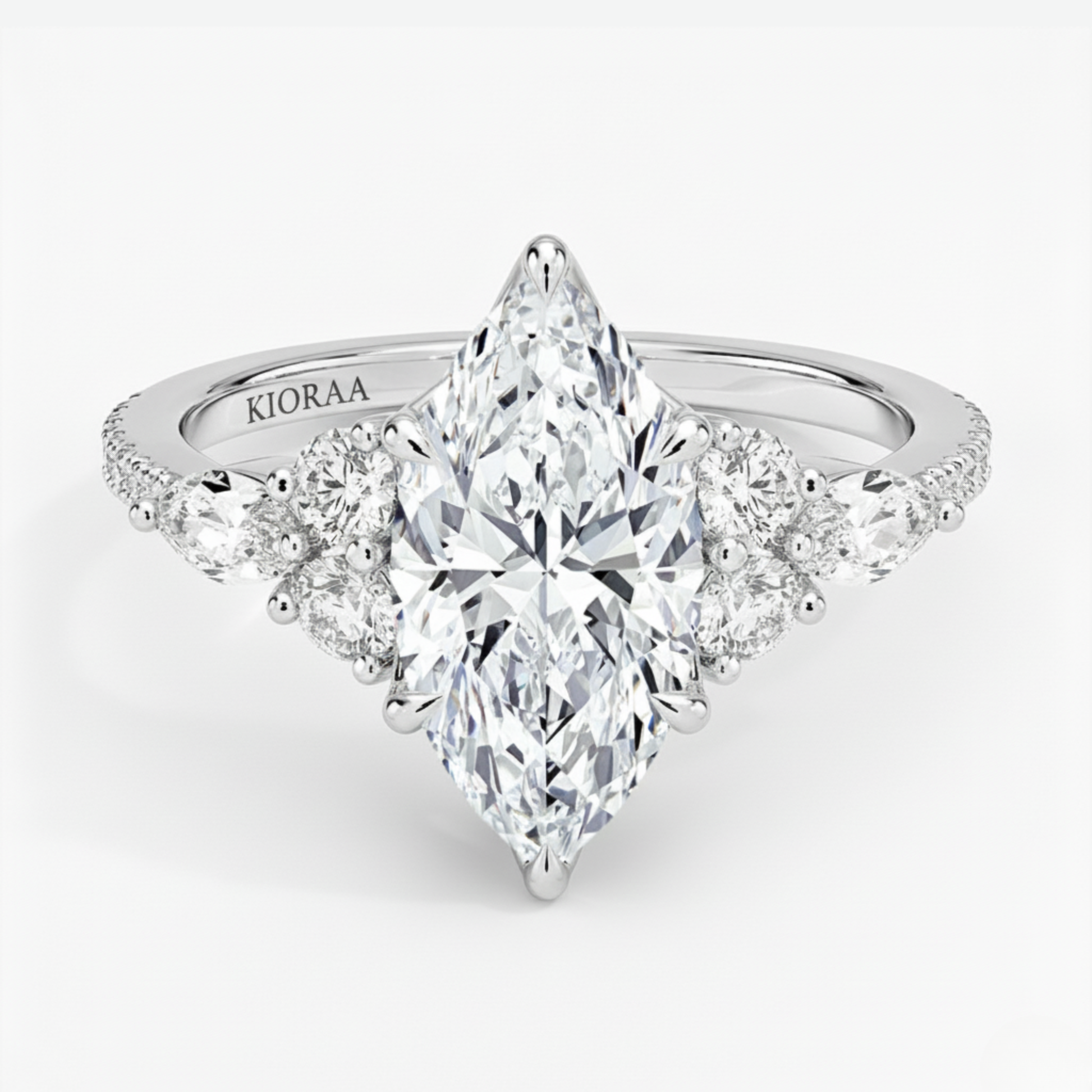 Marquise Diamond Pave Setting Engagement Ring