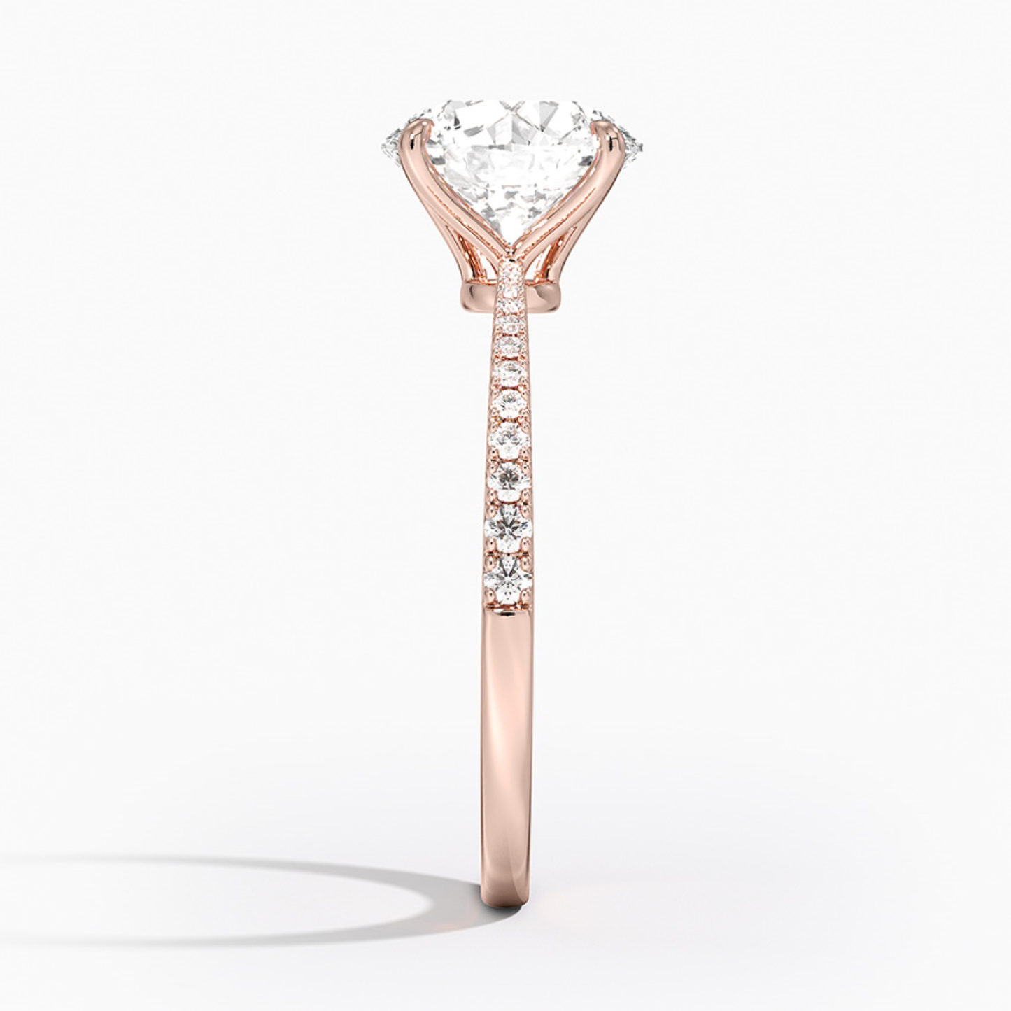Round Petal Pave Setting Engagement Ring
