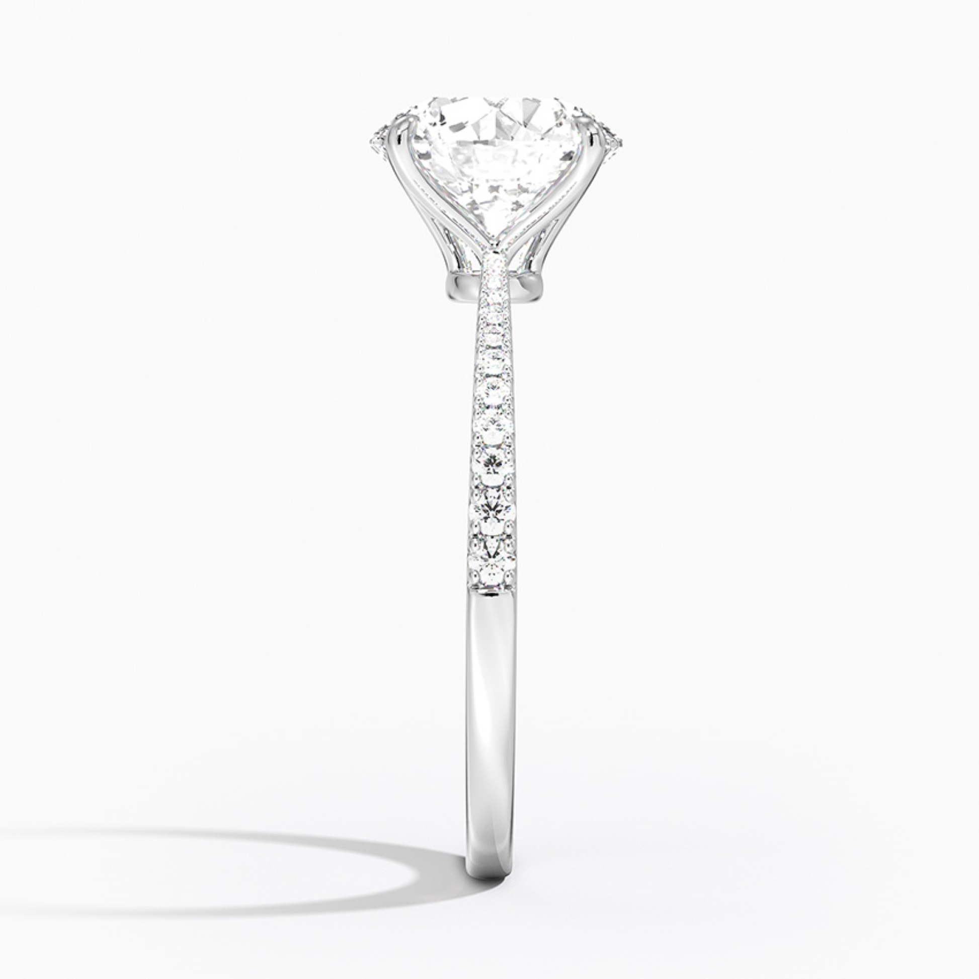 Round Petal Pave Setting Engagement Ring