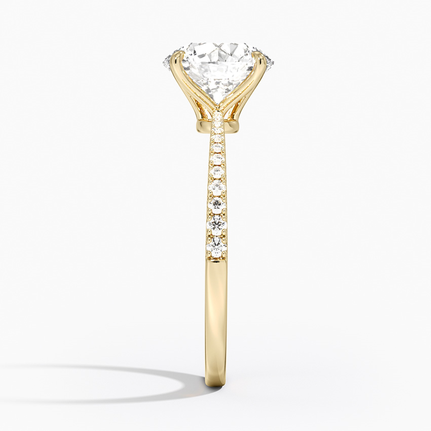 Round Petal Pave Setting Engagement Ring
