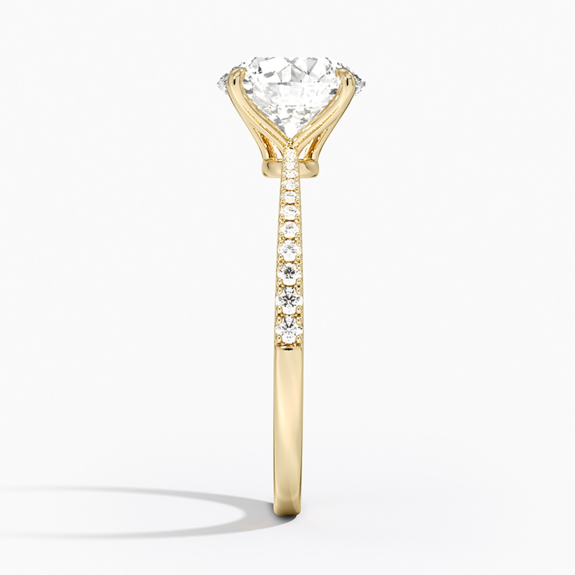 Round Petal Pave Setting Engagement Ring