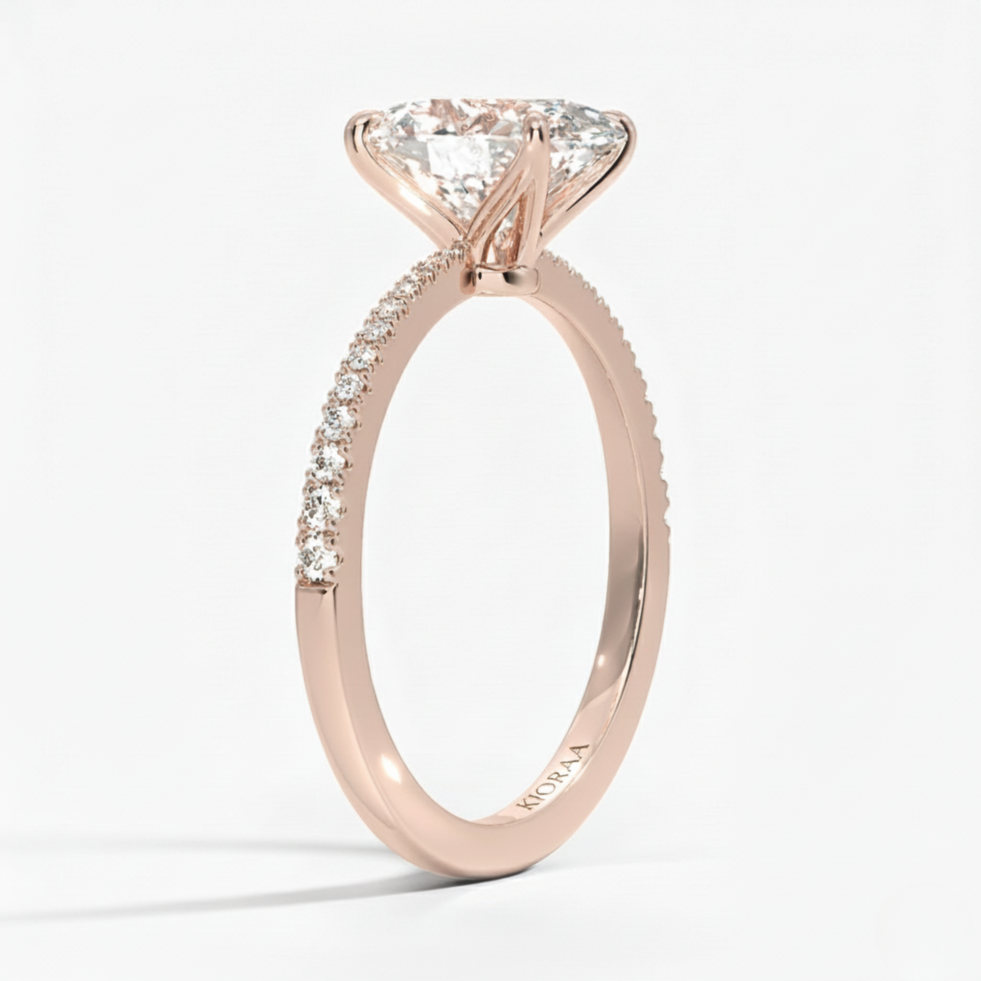 Oval Petal Pave Setting Engagement Ring