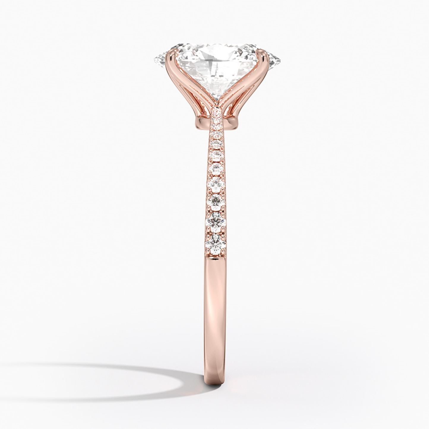 Oval Petal Pave Setting Engagement Ring