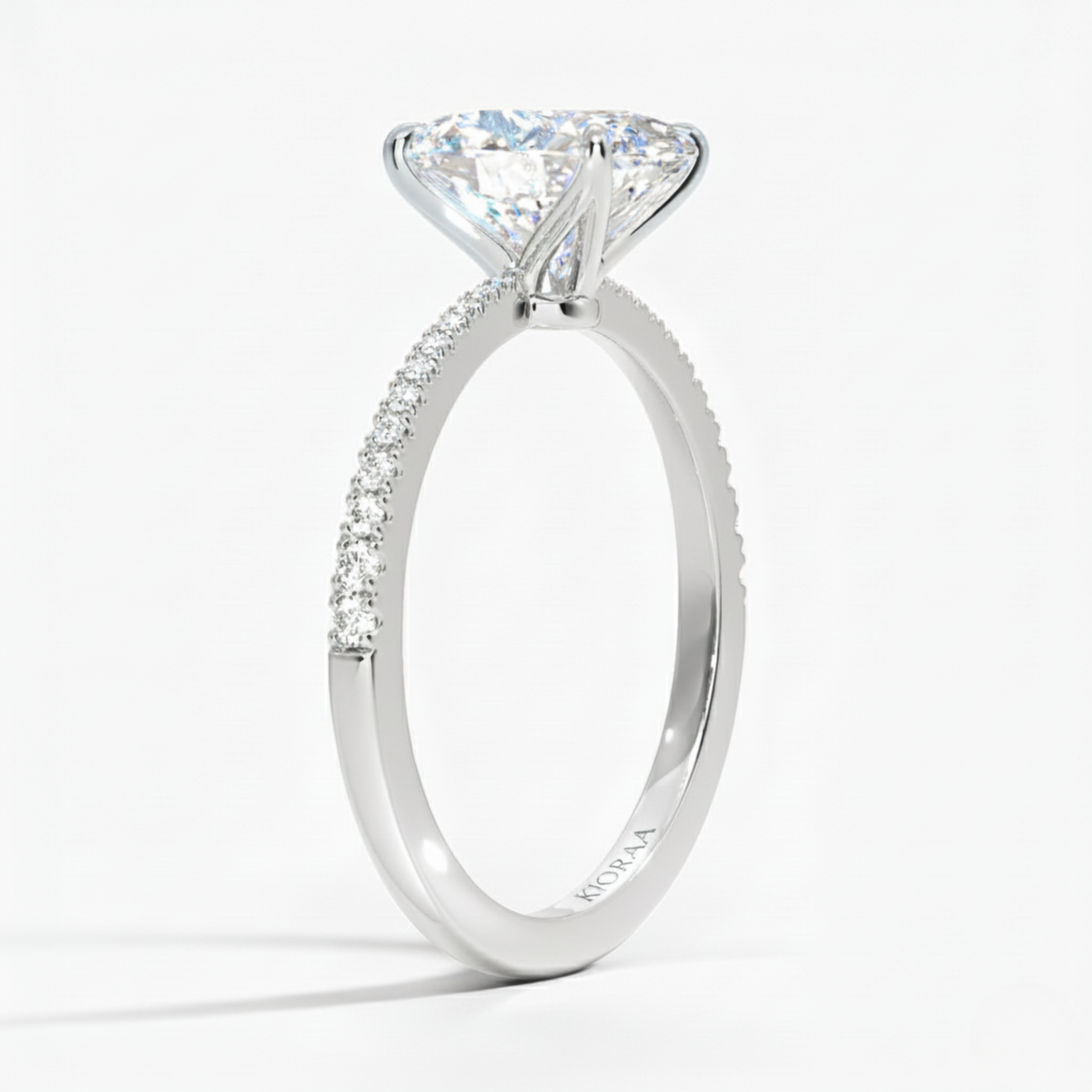 Oval Petal Pave Setting Engagement Ring