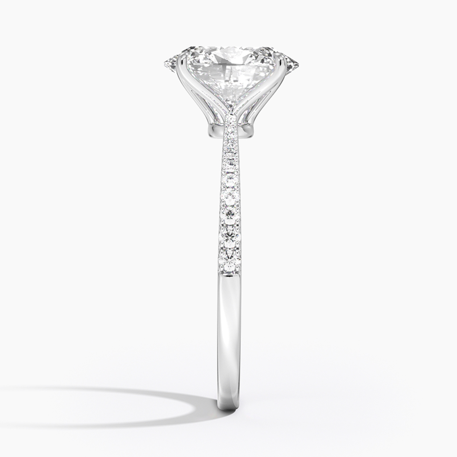 Oval Petal Pave Setting Engagement Ring