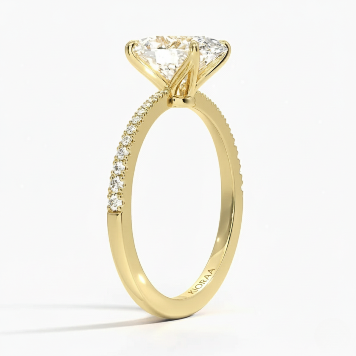 Oval Petal Pave Setting Engagement Ring
