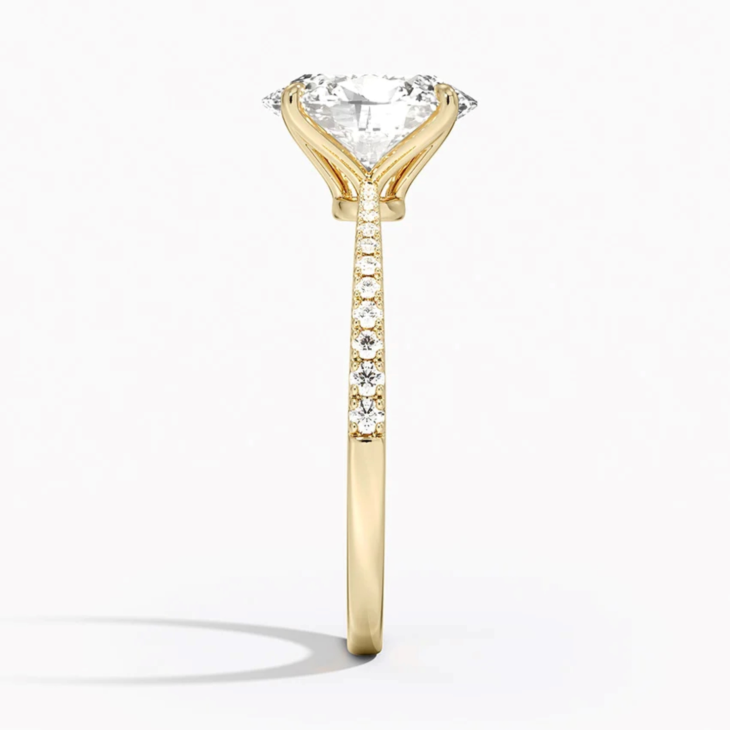 Oval Petal Pave Setting Engagement Ring