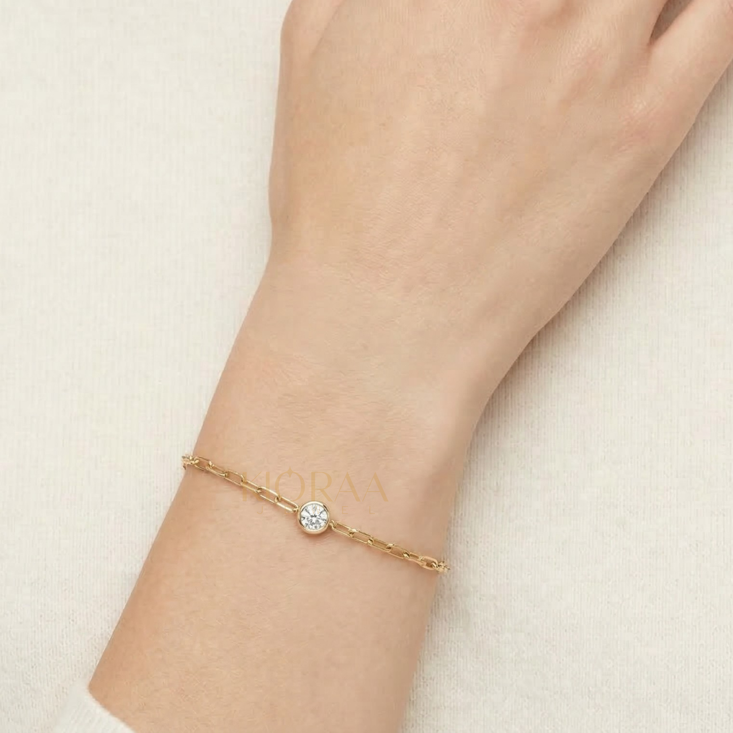 Round Lab Grown Diamond Link Chain Bracelet