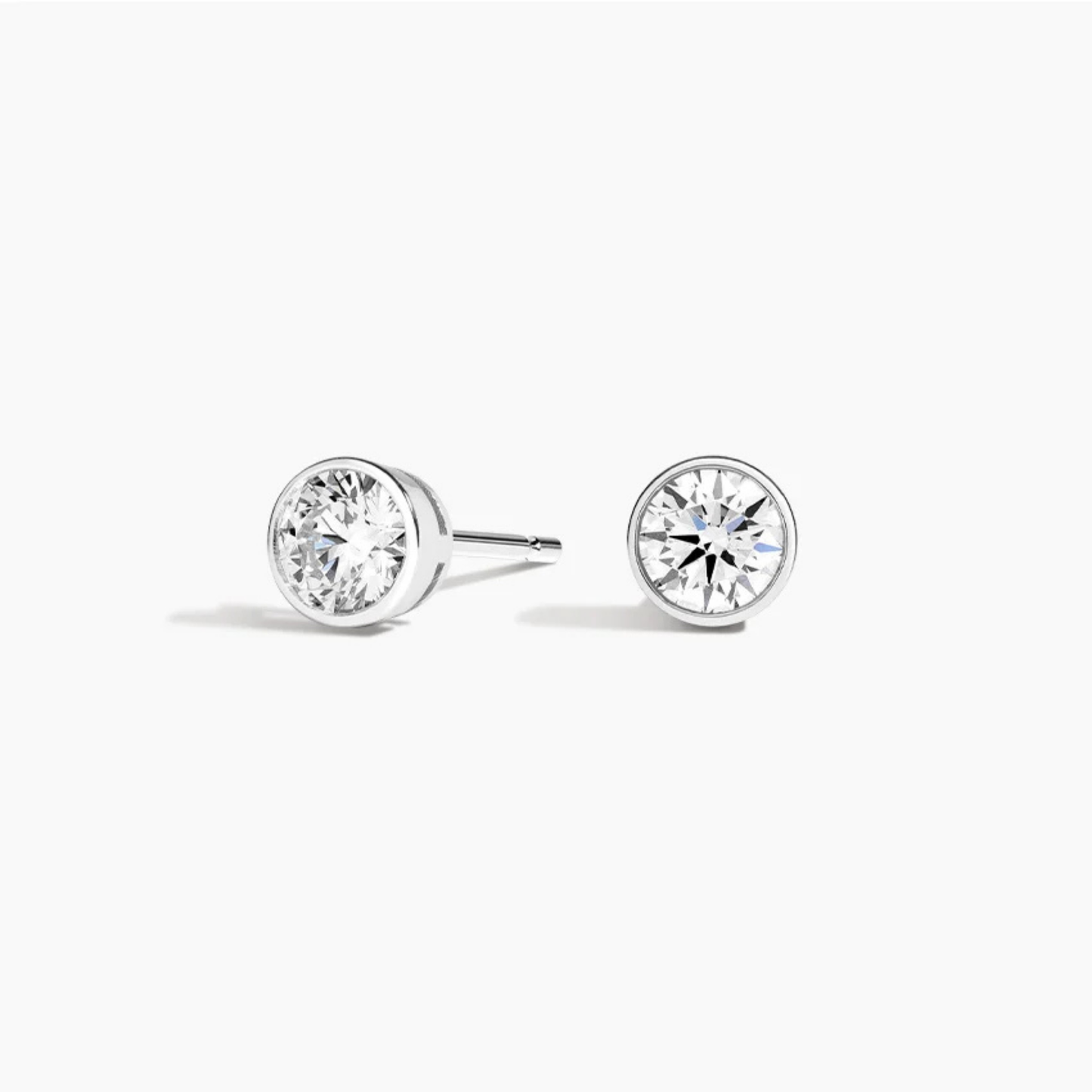 Round Diamond Bezel Set Studs