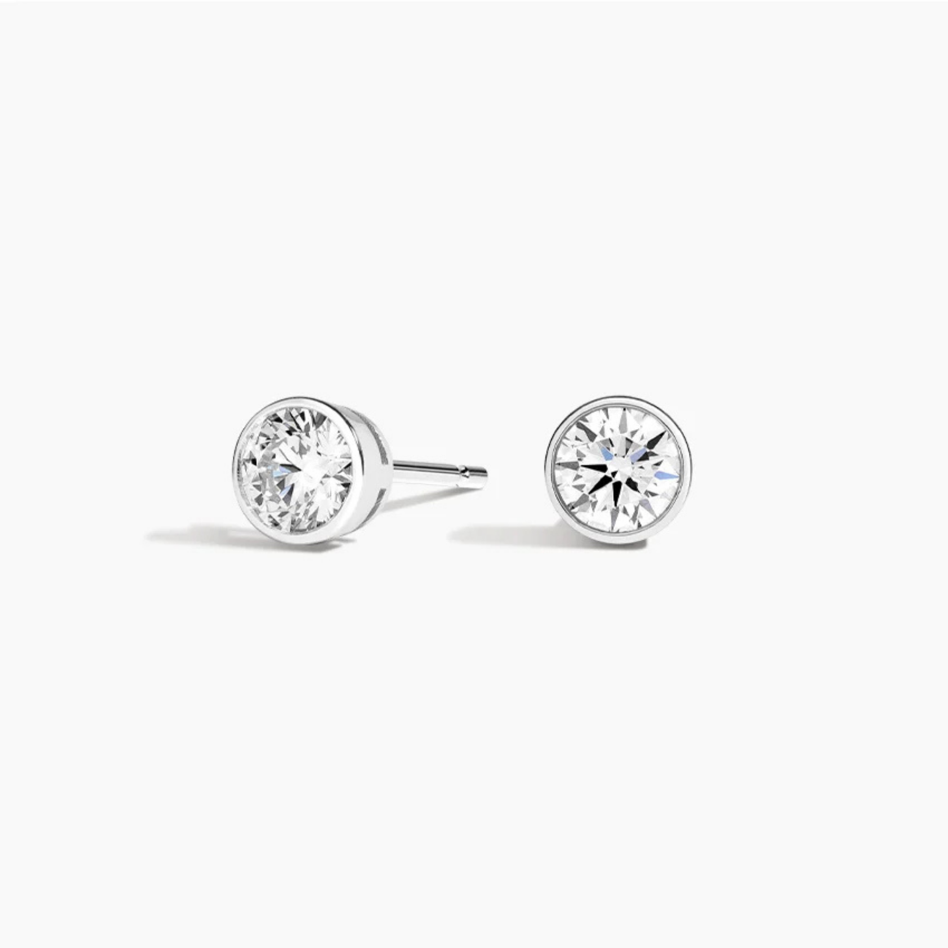 Round Diamond Bezel Set Studs