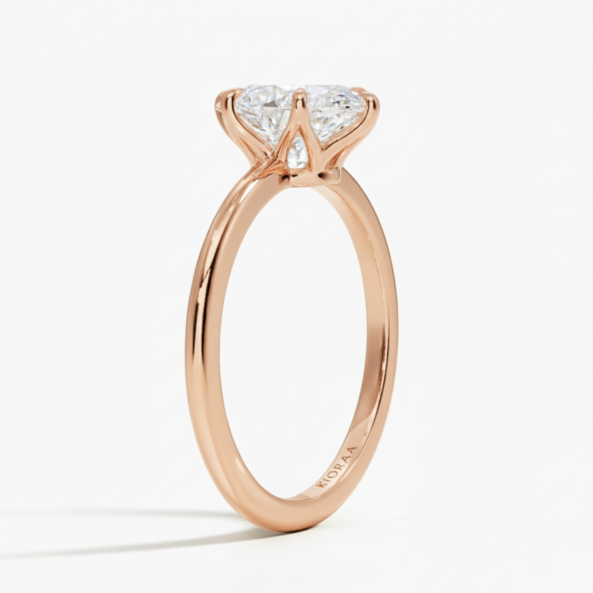 Classic Petal Oval Solitaire Six Prong Setting Engagement Ring