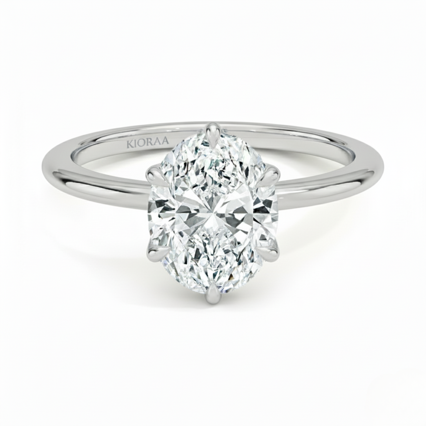 Classic Petal Oval Solitaire Six Prong Setting Engagement Ring