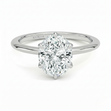 Classic Petal Oval Solitaire Six Prong Setting Engagement Ring, thumbnail 7