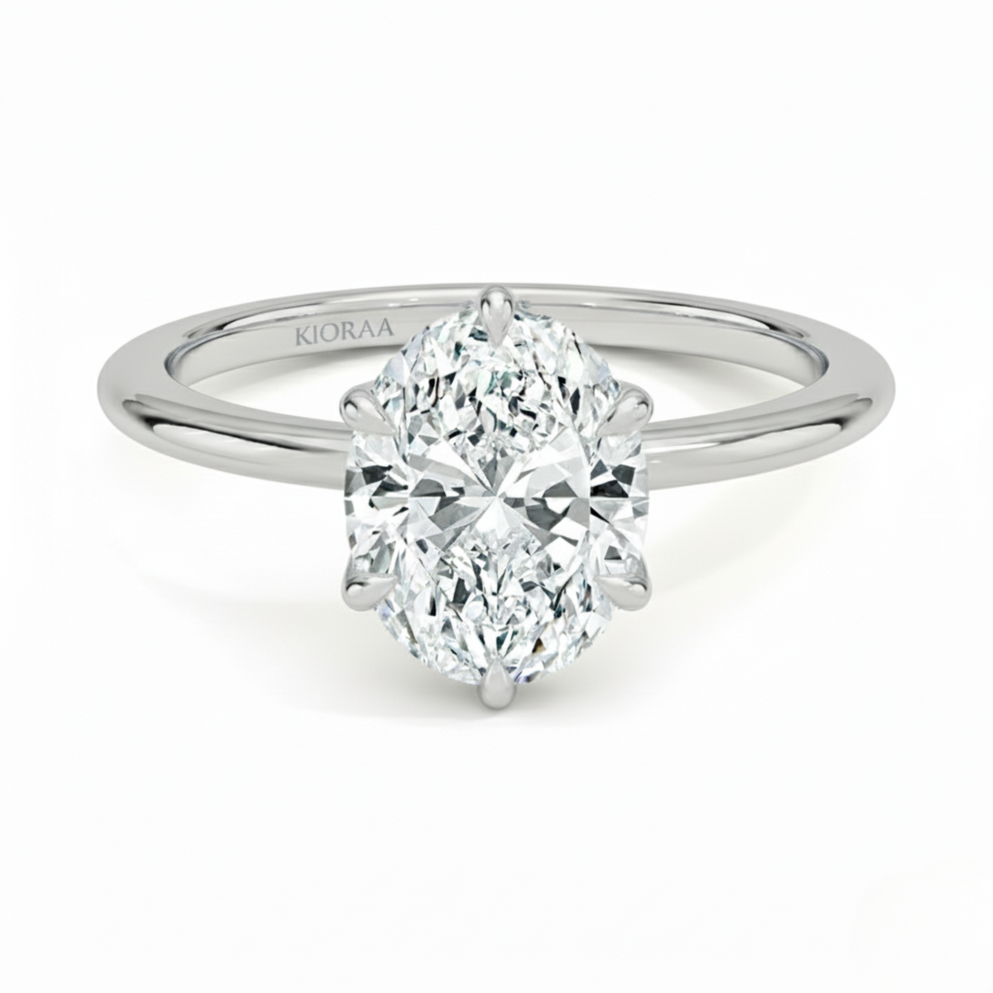 Classic Petal Oval Solitaire Six Prong Setting Engagement Ring