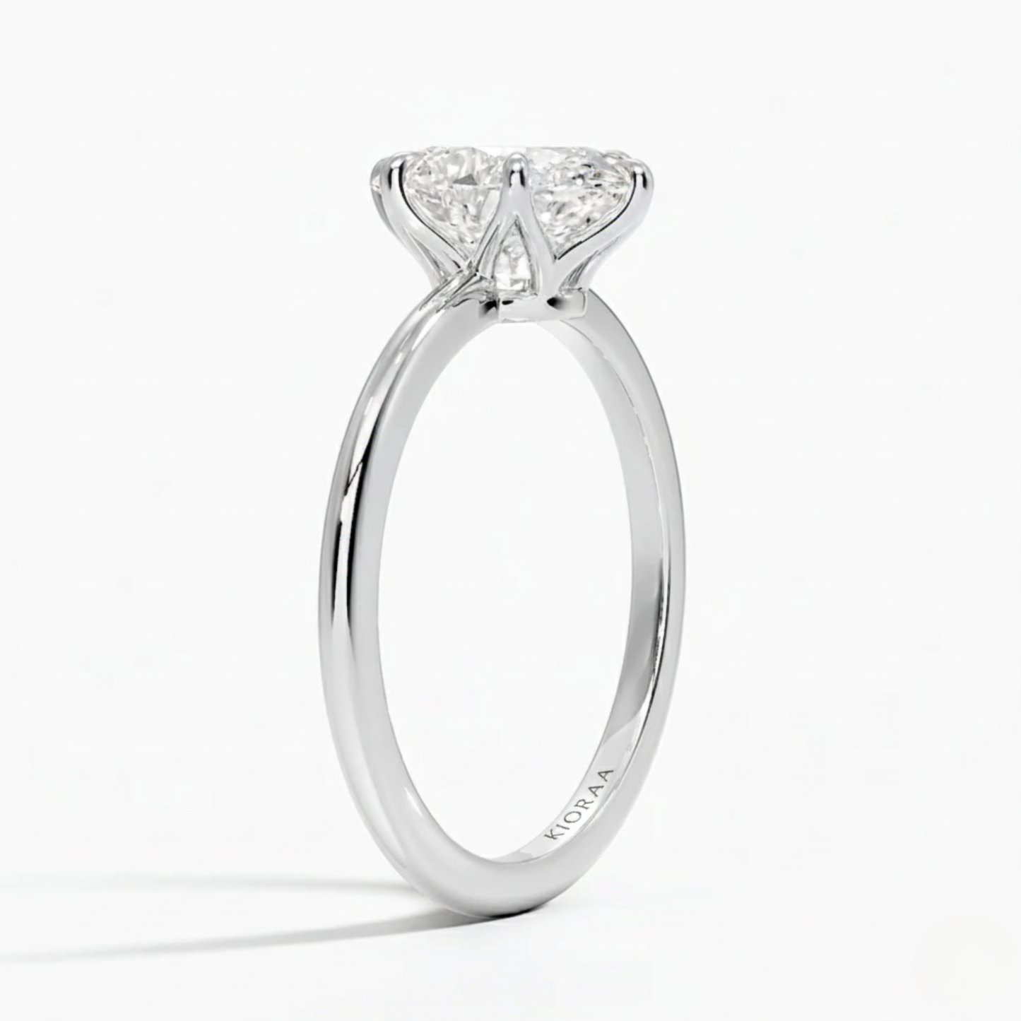 Classic Petal Oval Solitaire Six Prong Setting Engagement Ring