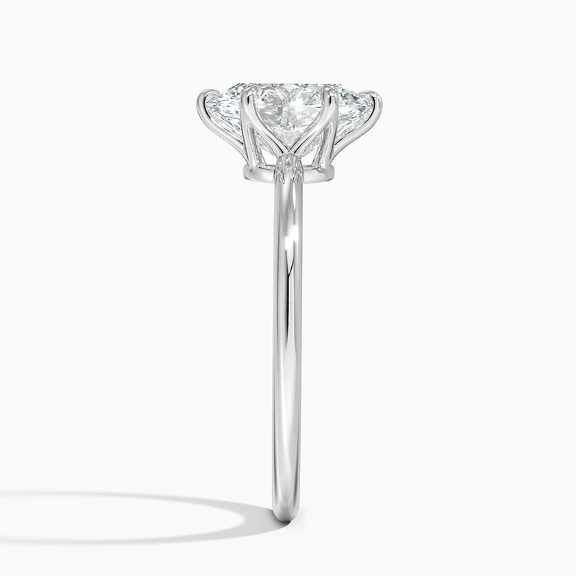Classic Petal Oval Solitaire Six Prong Setting Engagement Ring