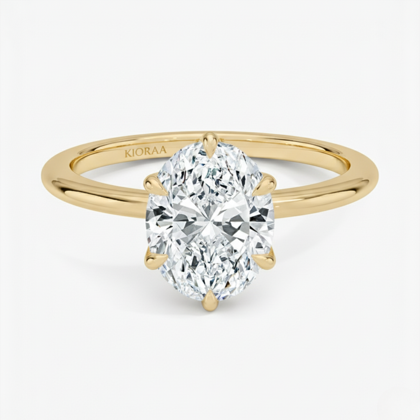 Classic Petal Oval Solitaire Six Prong Setting Engagement Ring