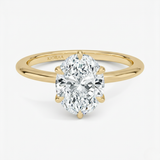 Classic Petal Oval Solitaire Six Prong Setting Engagement Ring, thumbnail 4