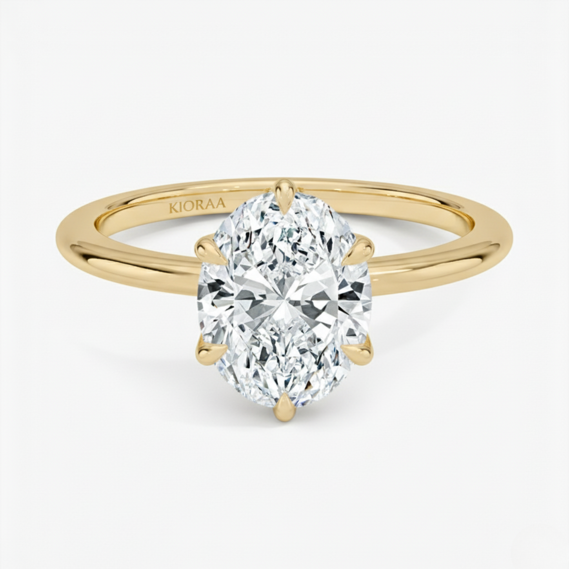 Classic Petal Oval Solitaire Six Prong Setting Engagement Ring