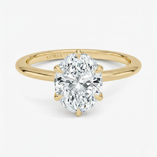 Classic Petal Oval Solitaire Six Prong Setting Engagement Ring