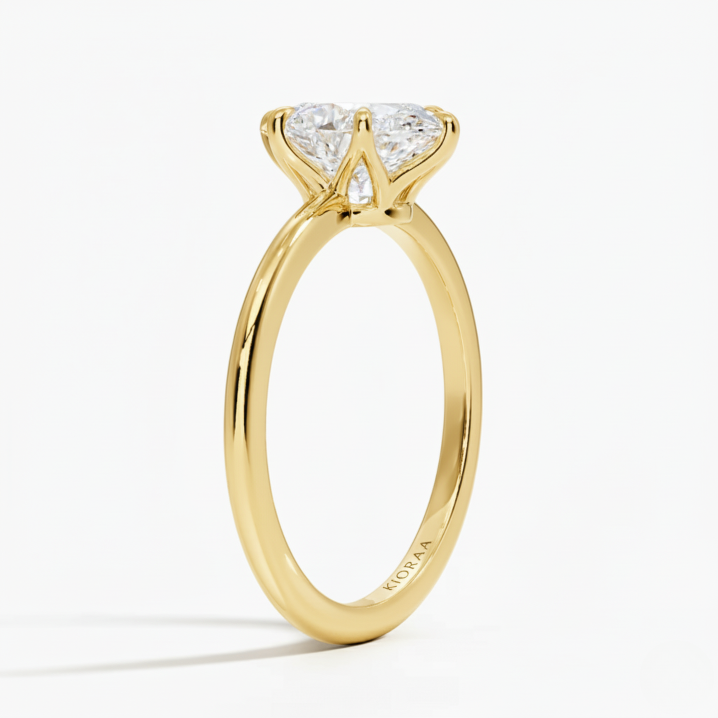 Classic Petal Oval Solitaire Six Prong Setting Engagement Ring