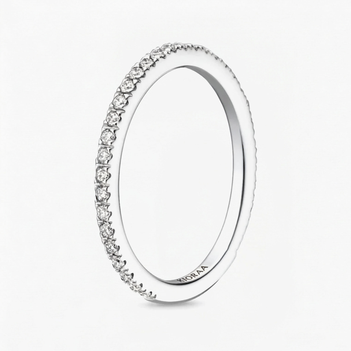Classic Petal Oval Solitaire Ring with Simple Round Eternity Band