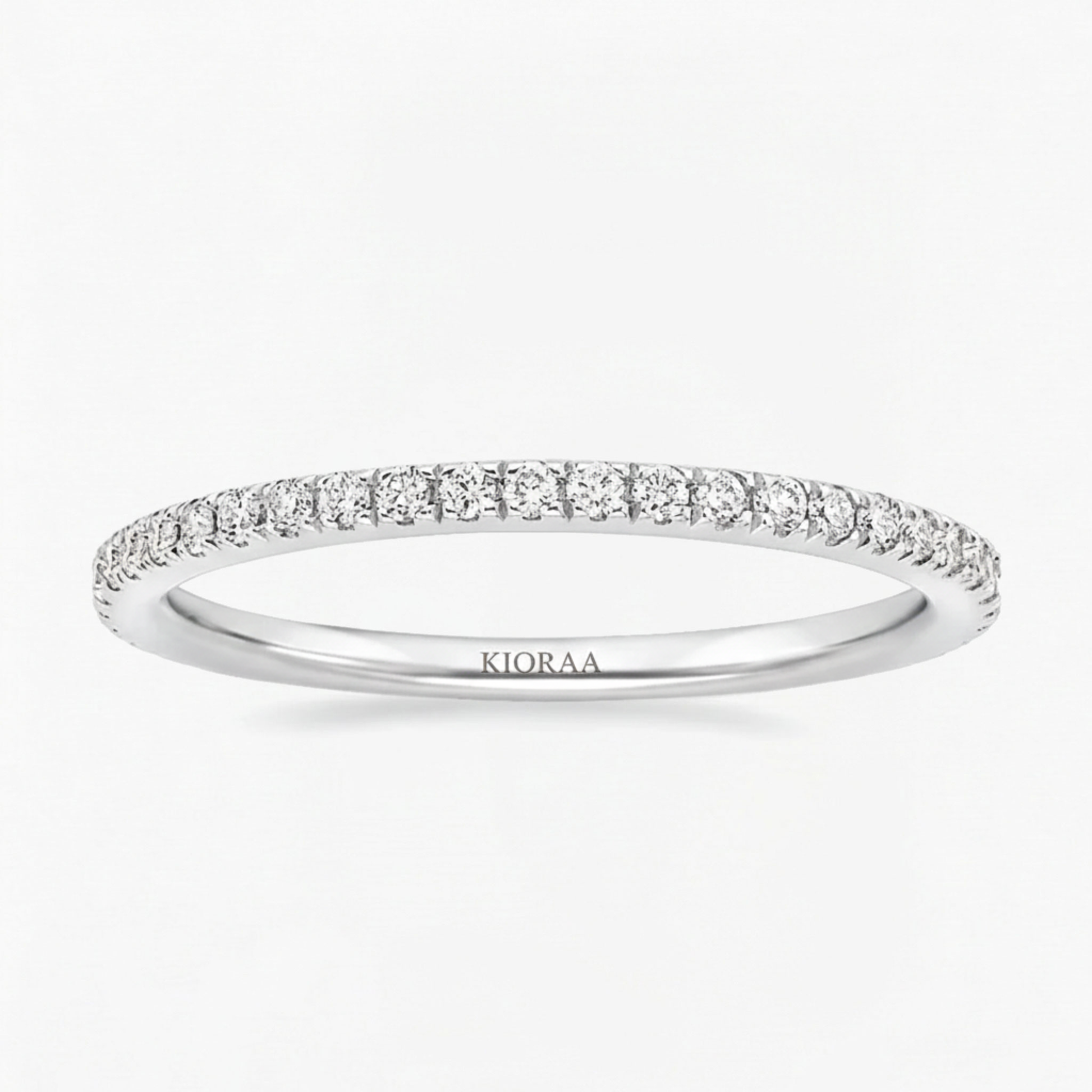 Classic Petal Oval Solitaire Ring with Simple Round Eternity Band