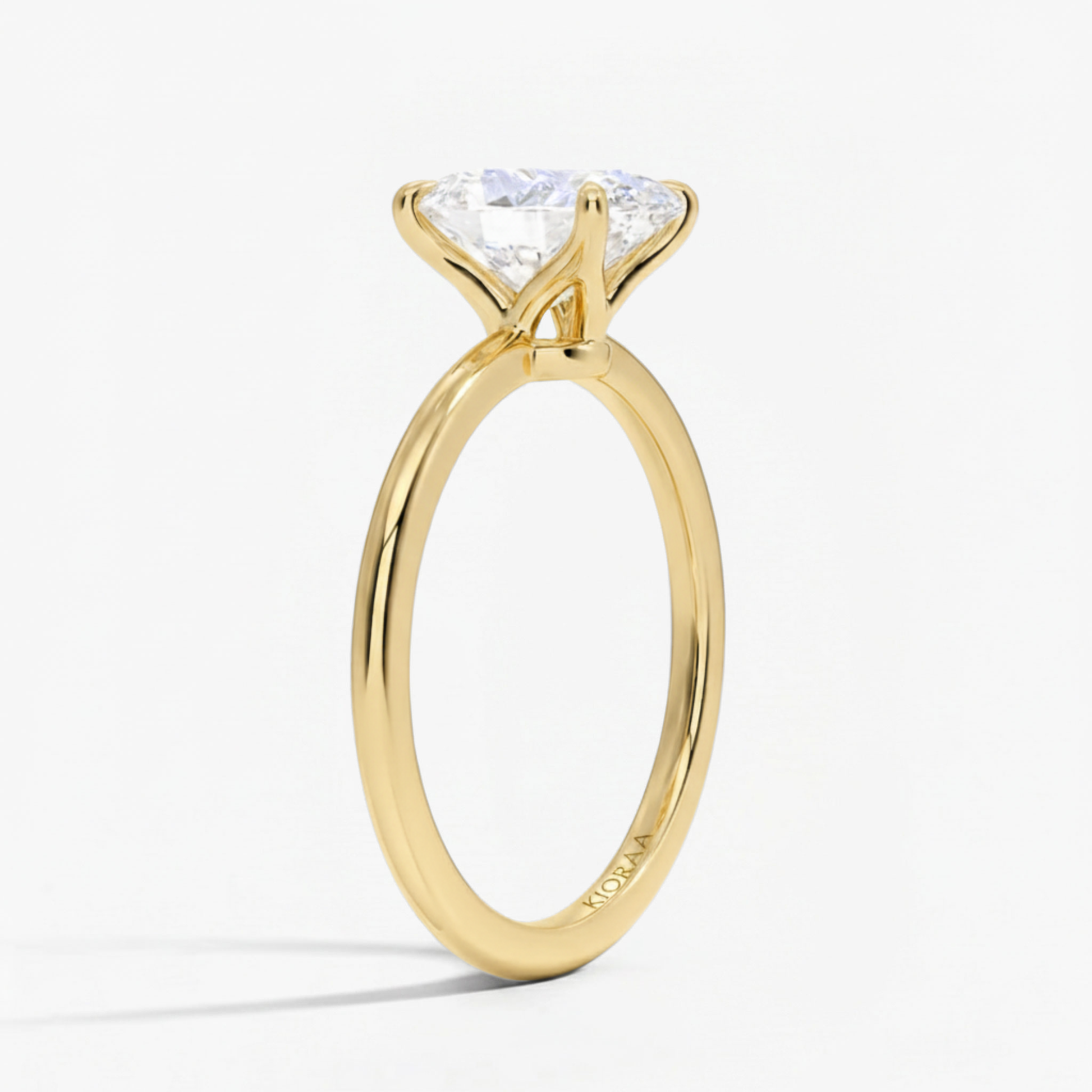Classic Petal Oval Solitaire Ring with Simple Round Eternity Band