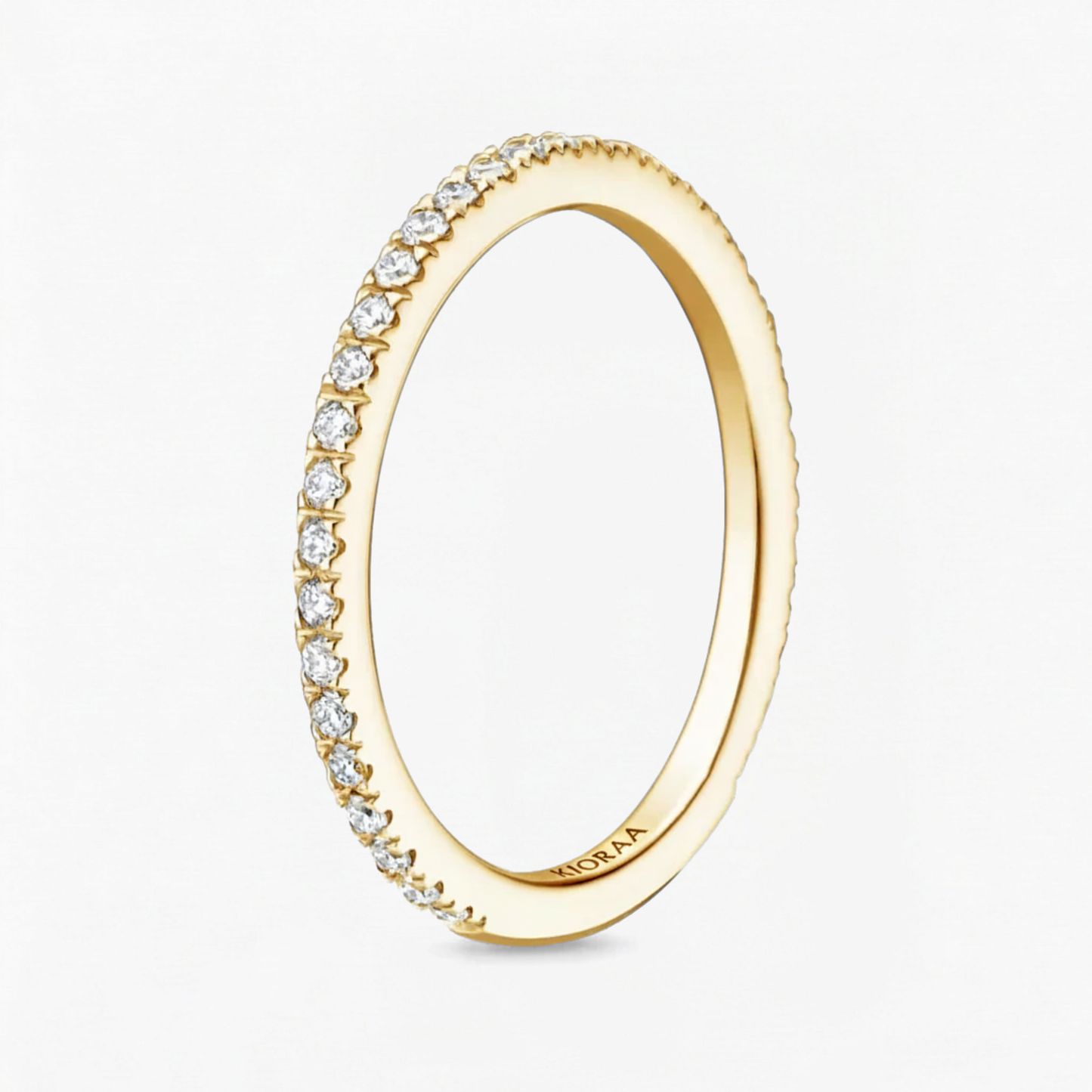 Classic Petal Oval Solitaire Ring with Simple Round Eternity Band